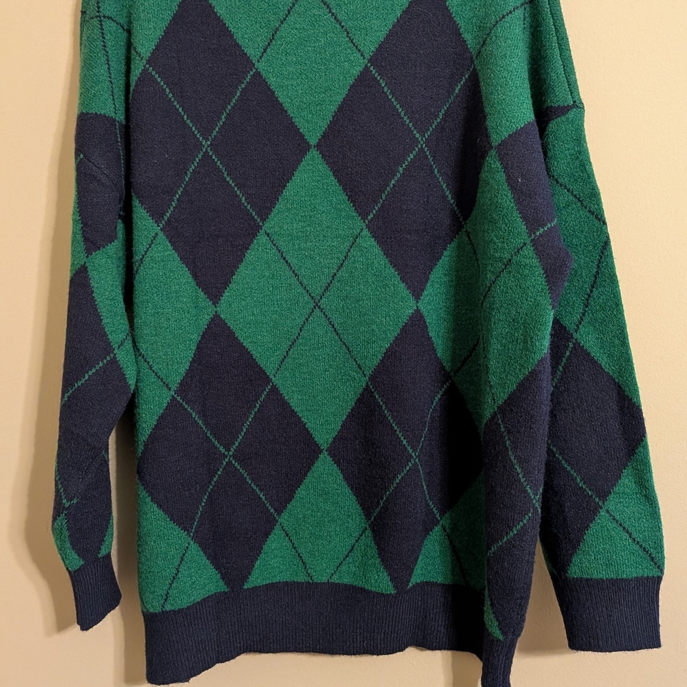 BTFBM Men's Argyle Crewneck Sweater - Green and Navy - Picture 7 of 7
